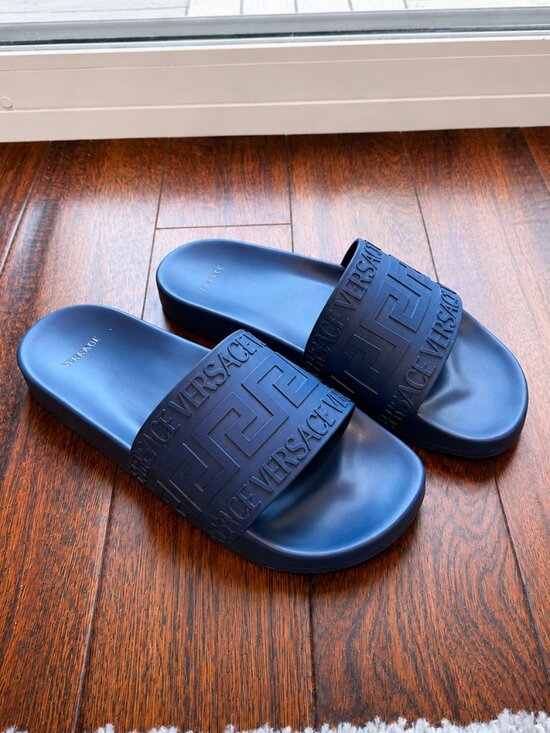 Versace Other - Versace Pool Slide 'La Greca - Navy Blue'